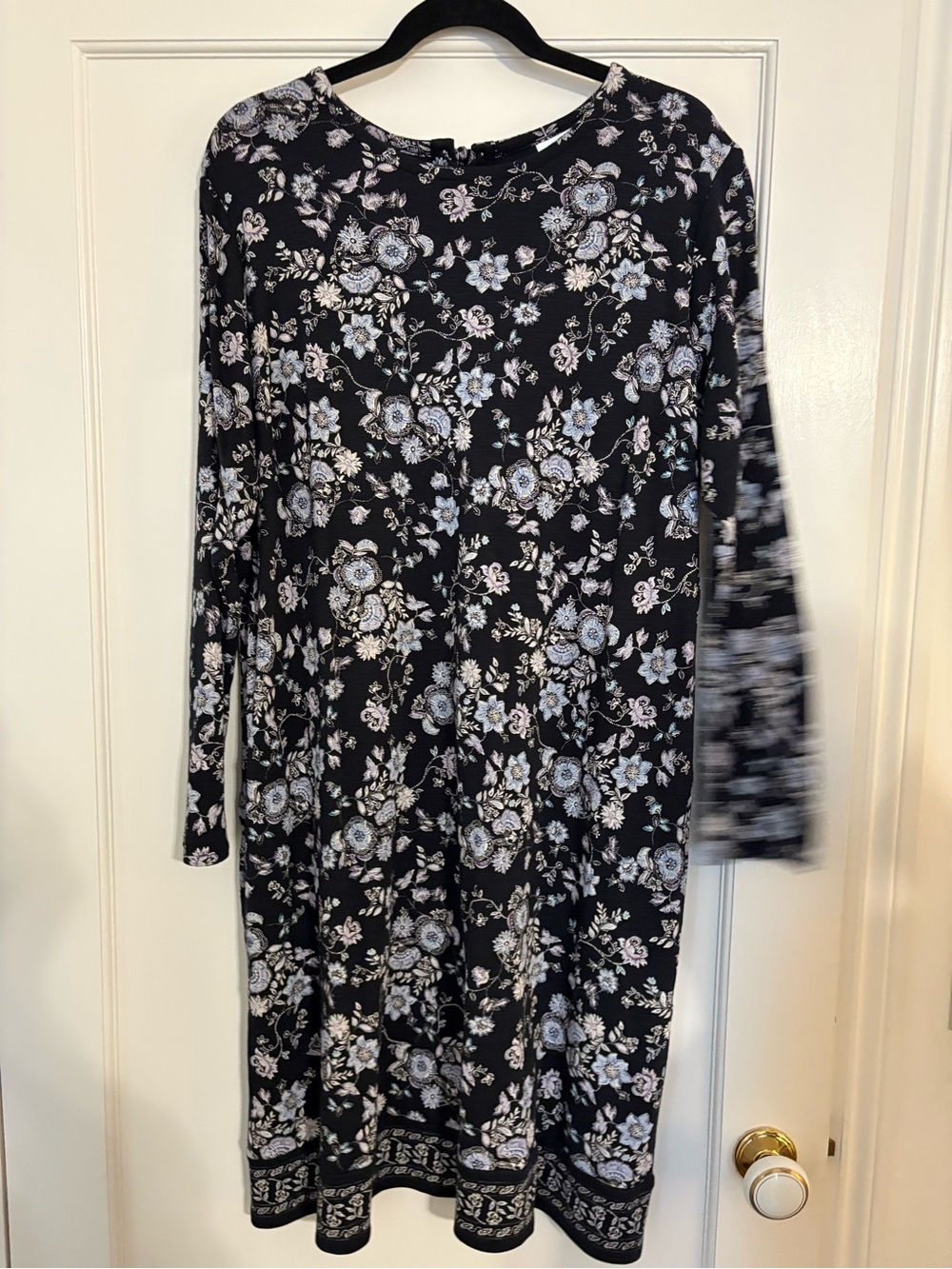 J. Jill Black Long-Sleeve Floral Midi Dress 2X